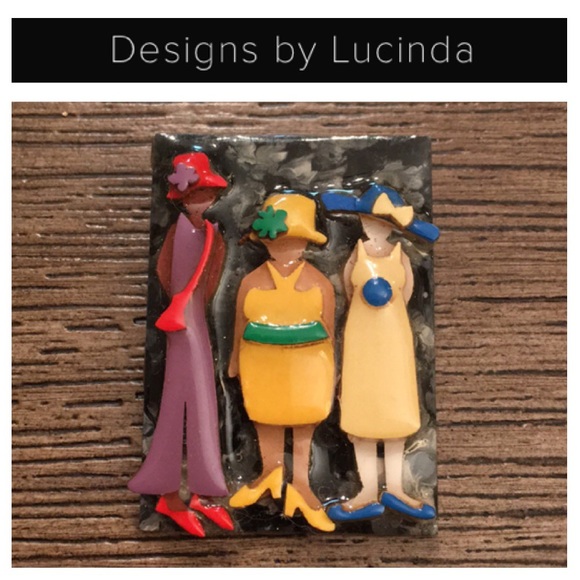 Vintage Jewelry - Women Pins by Lucinda. Three Women